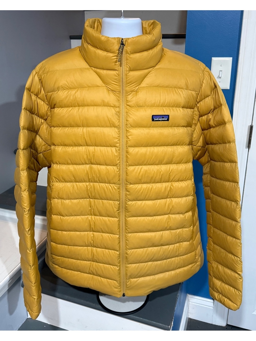 Patagonia Men’s XXXL (3XL) SHELLS Full Zip Down Sweater Pufferfish Gold Jacket!